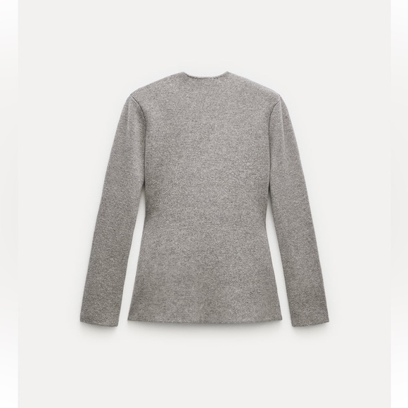 ZARA NWT WOOL BLEND PEPLUM KNIT BLAZER - Picture 6 of 9